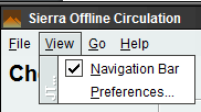 The top toolbar is shown with the Ciew option selected and the options for Navigation bar and Preferences are displayed.  