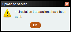 window showing 1 circulation sent.  OK option to acknowledge