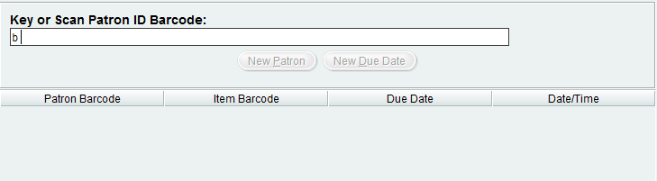 Window displaying key or scan patron ID Barcode