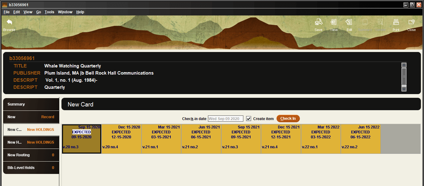 Screenshot of new Checkin card created.