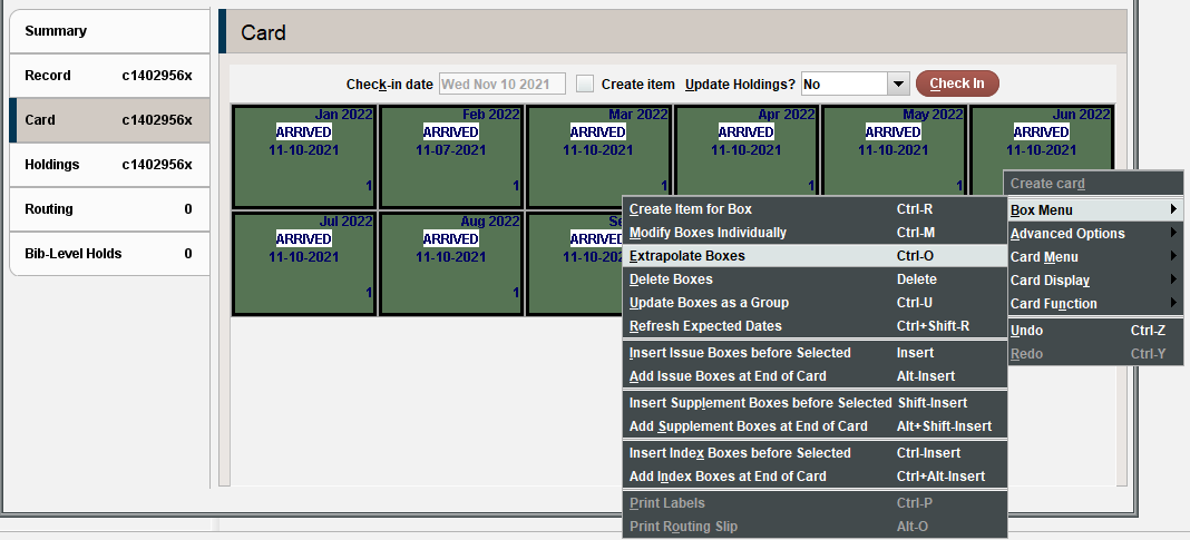 Screenshot of all boxes on the card highlighted, and "Extrapolate boxes" selected from the menu options.