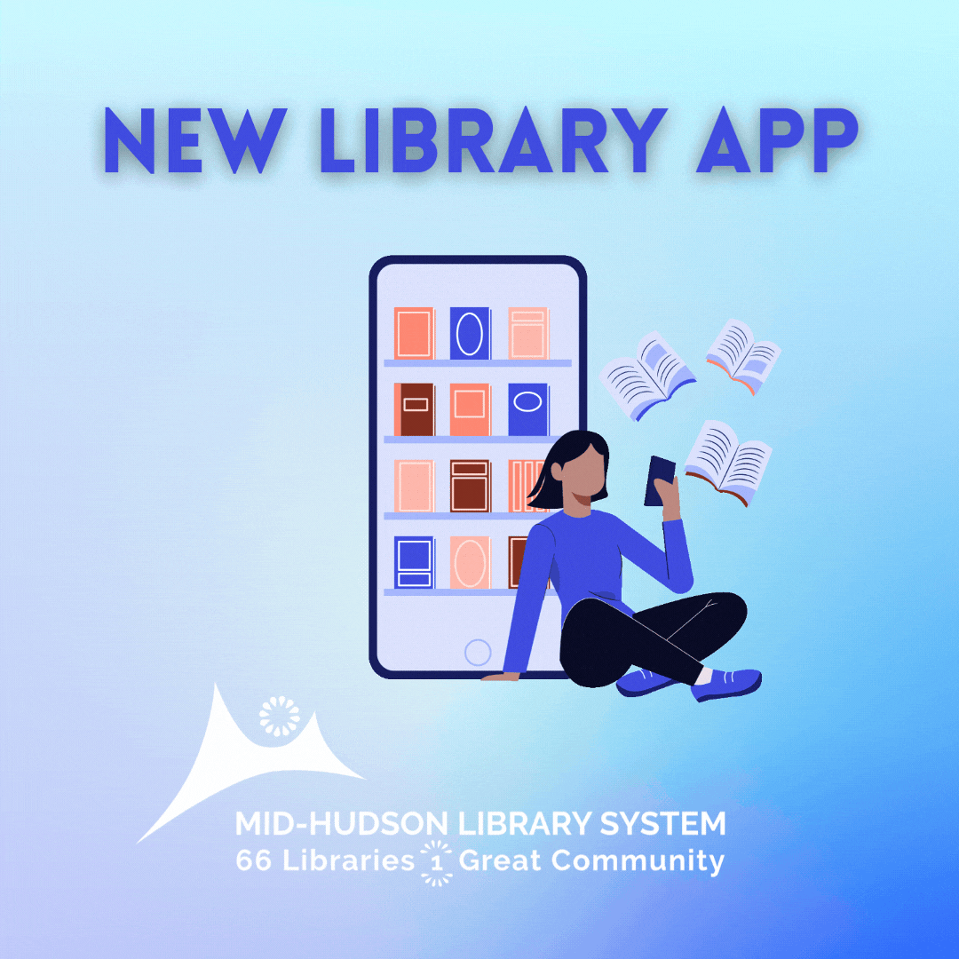 GIF graphic for Instagram for the Mid-Hudson Libraries app.