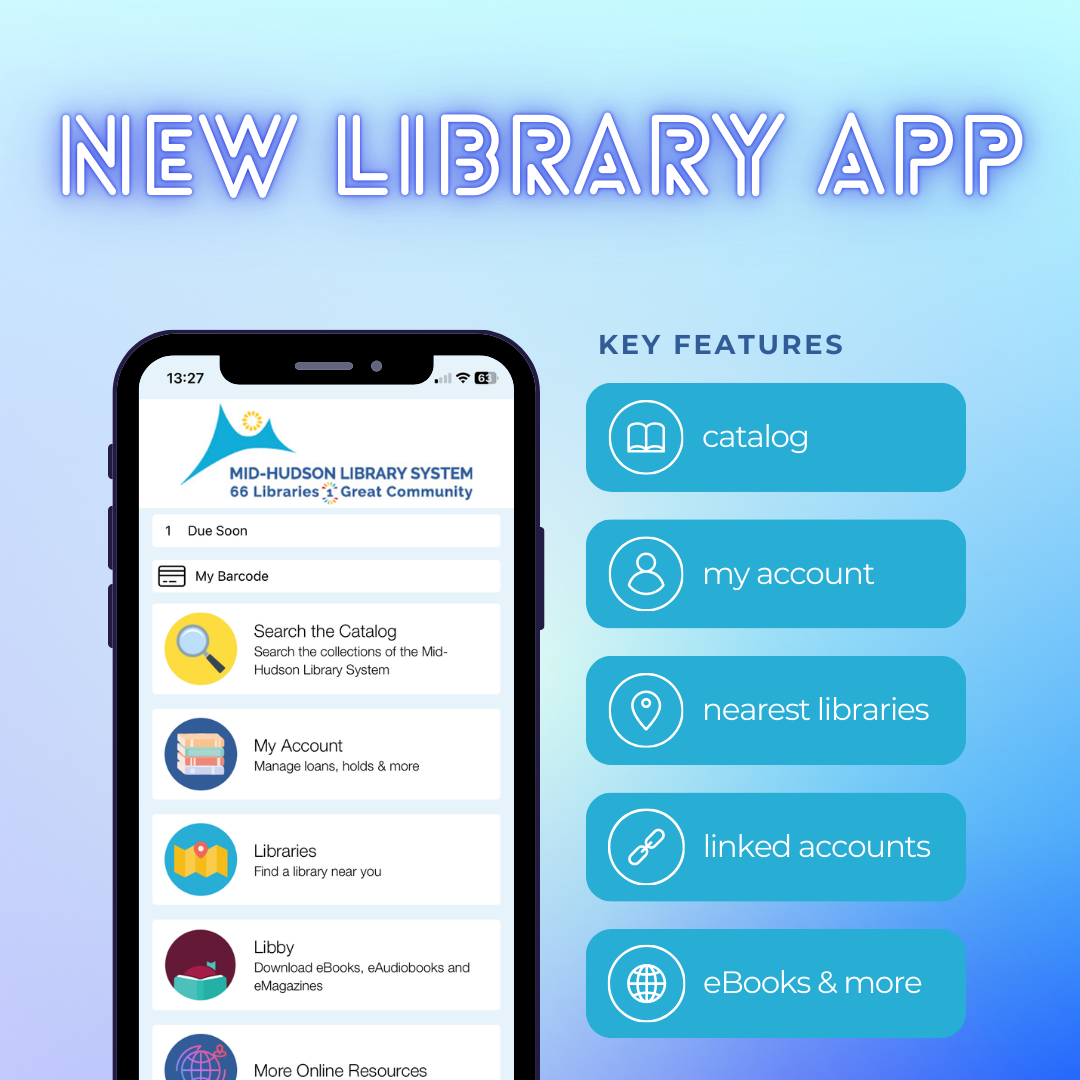 Graphic for Instagram for the Mid-Hudson Libraries app.