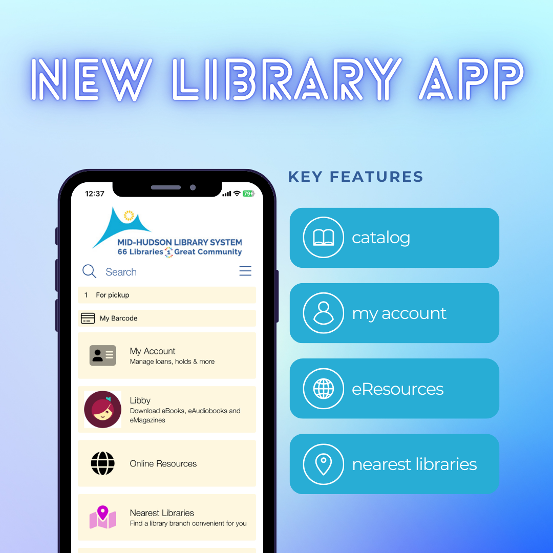 Graphic for Instagram for the Mid-Hudson Libraries app.