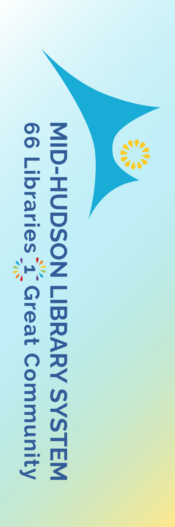 Mid-Hudson Library System logo bookmark with multi-colored background