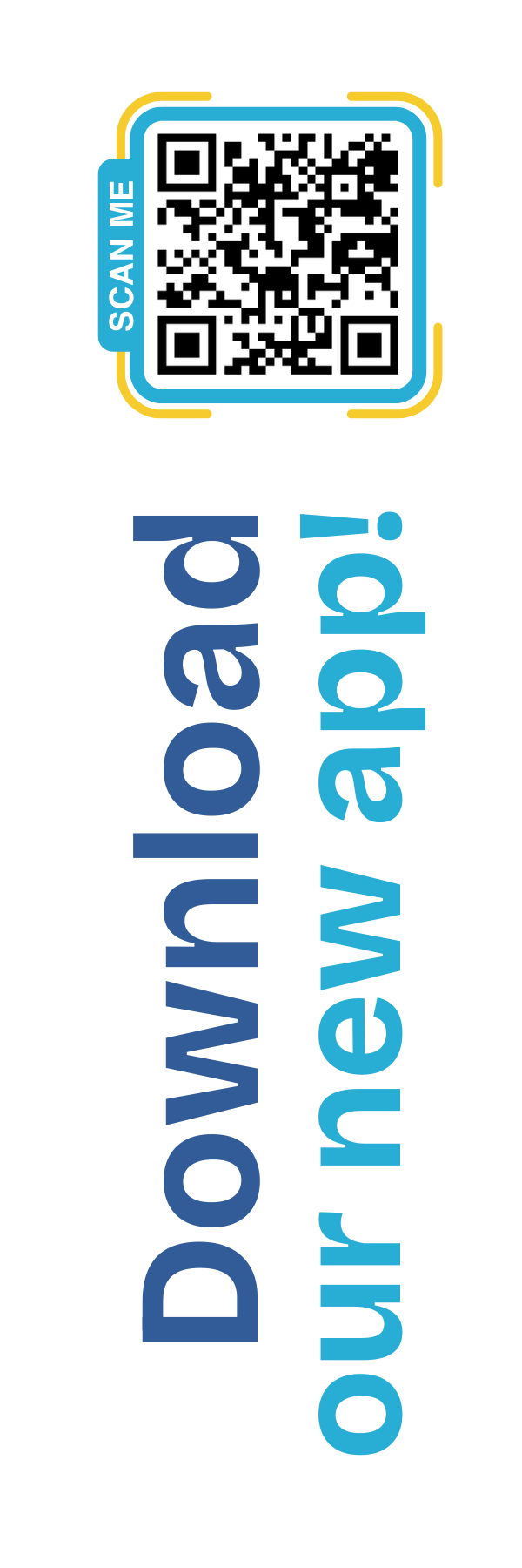 Mid-Hudson Library System bookmark with text that says "Download our new app!" and a QR code that leads to the app store (or visit https://innovativemobile.net/mid-hudsonlibraries)