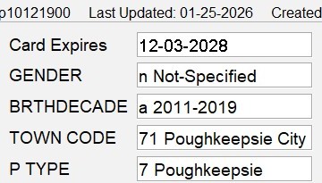 Screenshot of 1st 5 patron record fields.