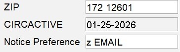 Screenshot of 3 patron record fields.