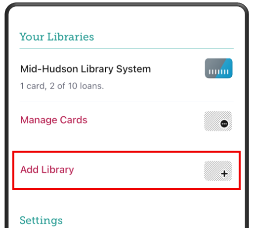 Screenshot of Libby App with "Add Library" highlighted