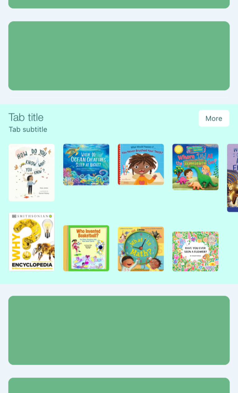 Screenshot of a book list carousel in an app mockup.