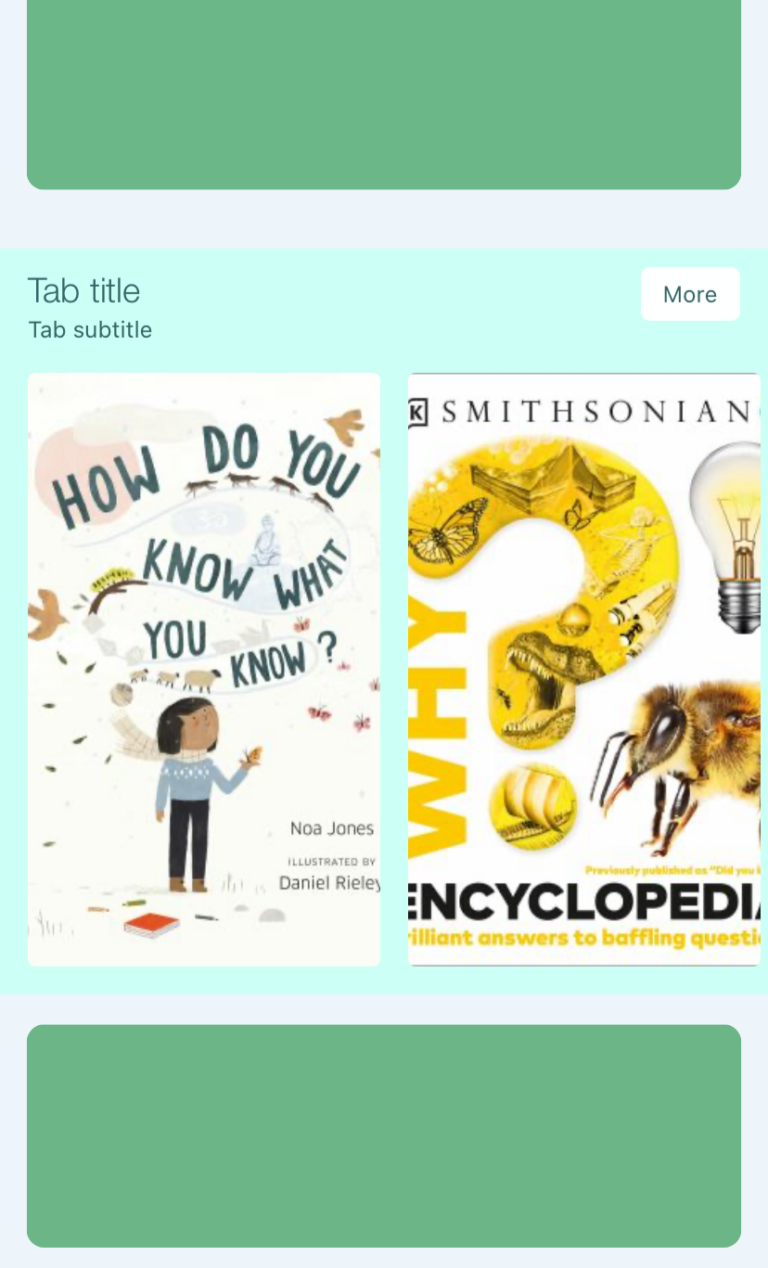 Screenshot of a book list carousel in an app mockup.