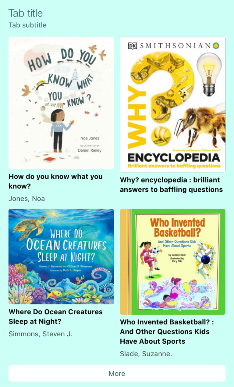Screenshot of a book list carousel in an app mockup.