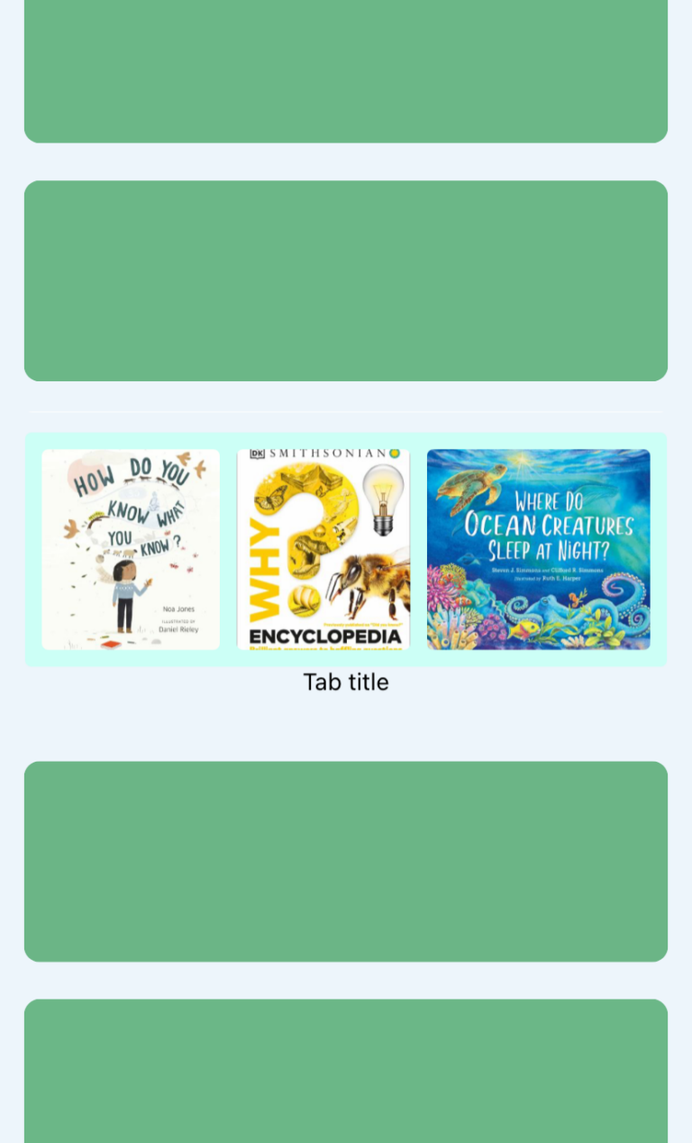 Screenshot of a book list carousel in an app mockup.