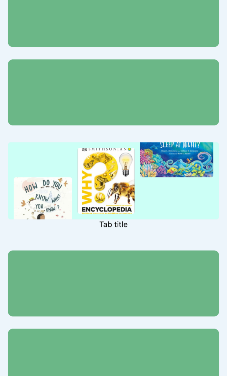 Screenshot of a book list carousel in an app mockup.