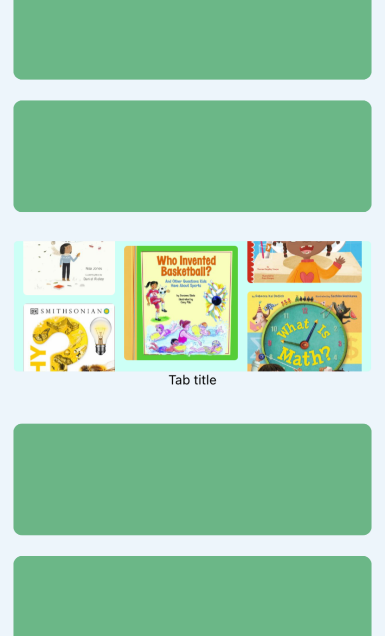 Screenshot of a book list carousel in an app mockup.