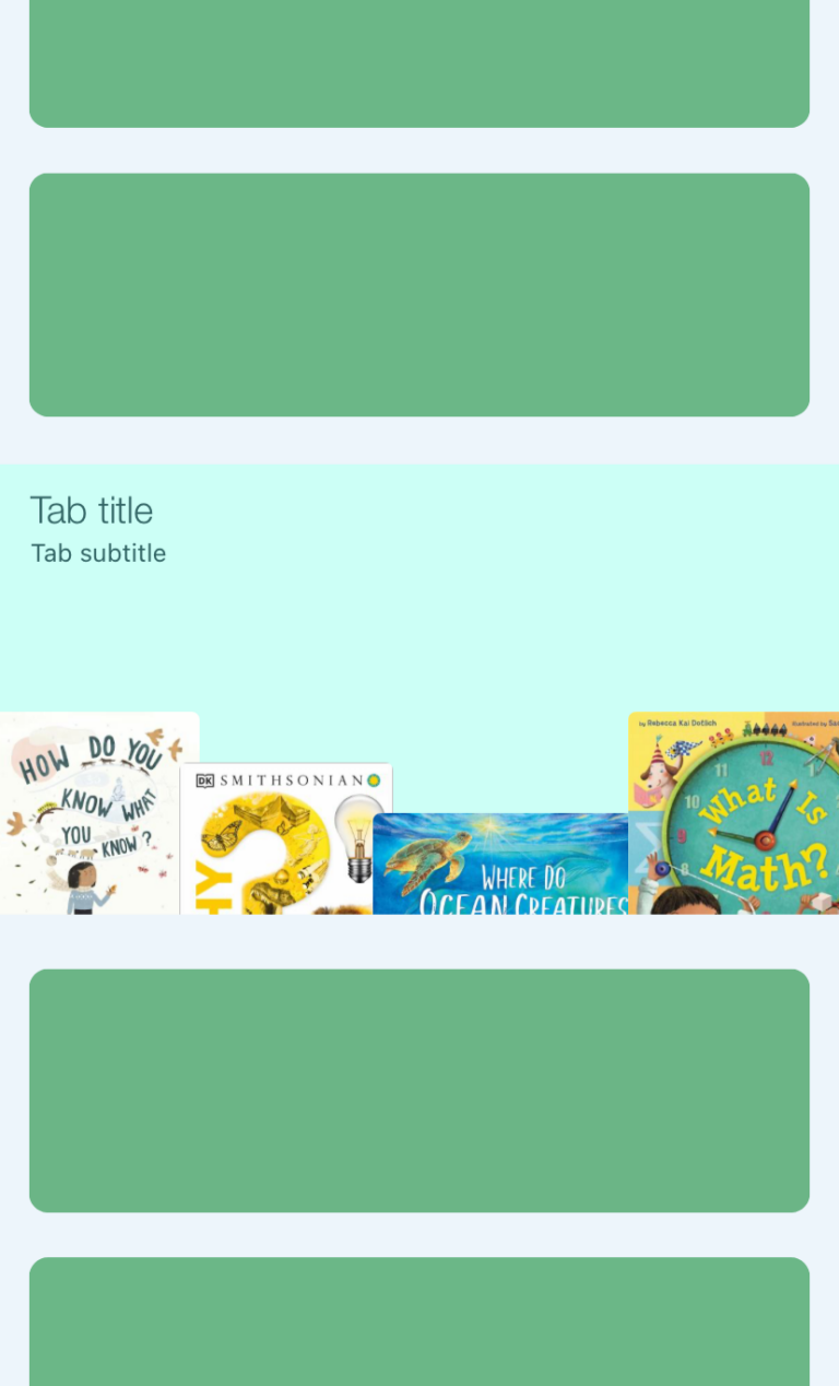 Screenshot of a book list carousel in an app mockup.