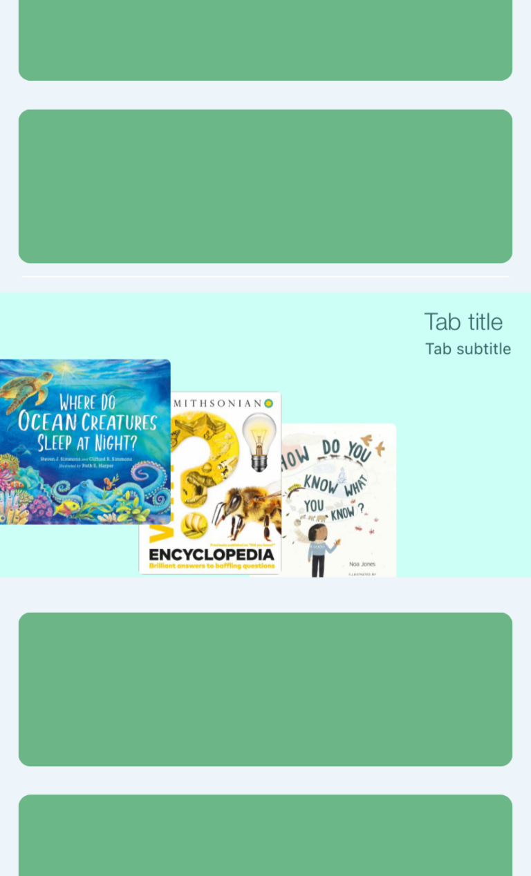 Screenshot of a book list carousel in an app mockup.
