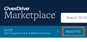 Screenshot of Insights menu in OverDrive Marketplace