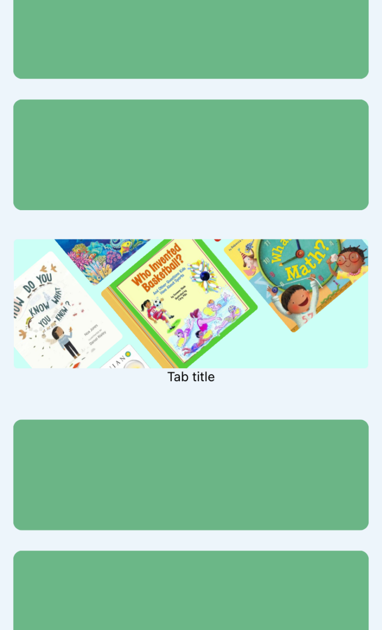 Screenshot of a book list carousel in an app mockup.