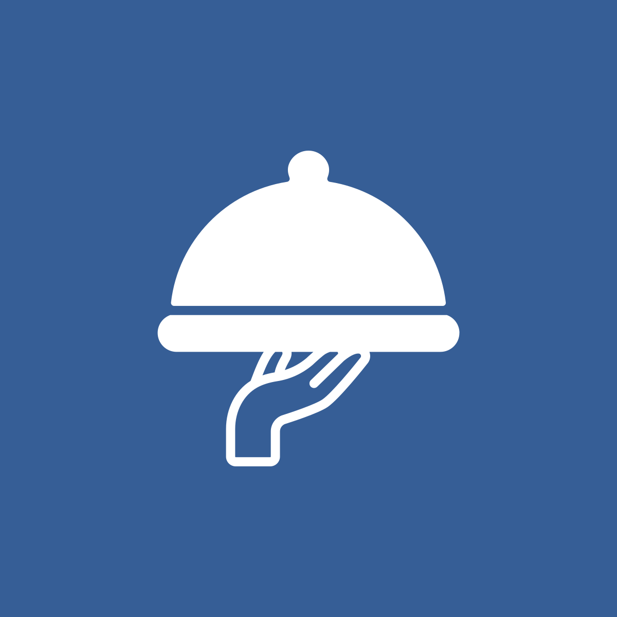 Icon of a hand supporting a platter with a a lid on it
