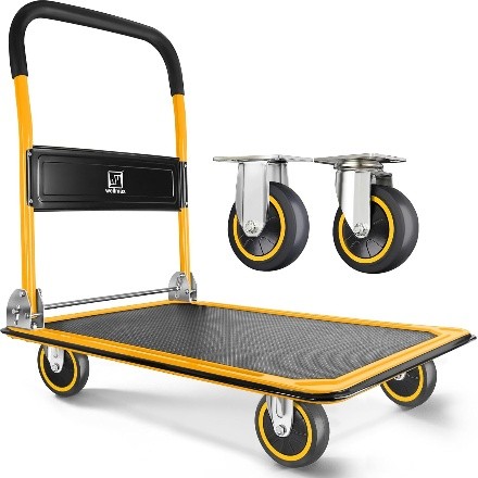 yellow and black pushcart dolly