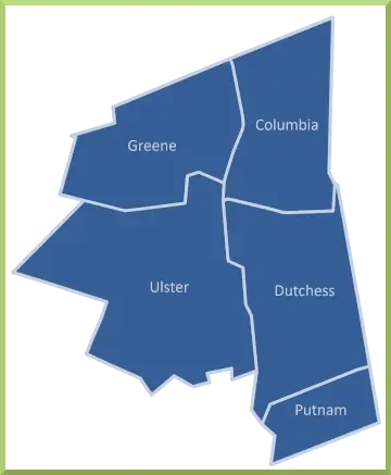 Map showing Greene, Columbia, Ulster, Dutchess and Putnam Counties.